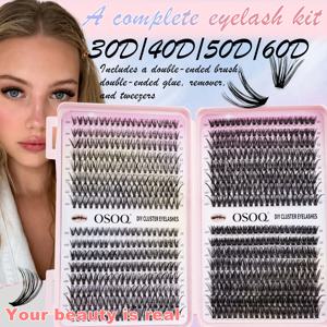 새로운 640 클러스터 속눈썹 키트 5D 풍성하고 두꺼운 속눈썹 연장 키트 볼륨 믹스 트레이 인조 밍크 속눈썹 속눈썹 연장 메이크업