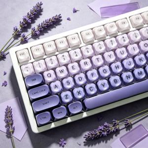 그라데이션 퍼플 블랙 핑크 크리스탈 키캡 커스텀 DIY 게이밍 기계식 키보드용 PBT 키캡 세트 (68, 70, 80, 90 키보드 호환)