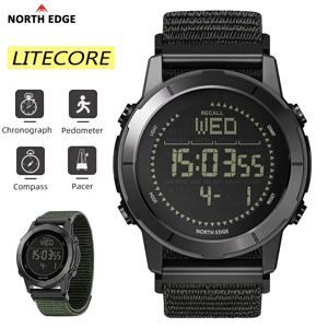 NORTH EDGE LITECORE 남성용 디지털 시계 여성 스포츠 시계 초경량 나침반 만보계 방수 50M 전자 손목시계