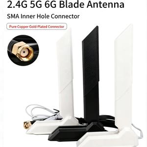 RP-SMA 삼중 대역 Wi-Fi 안테나, 자석 베이스, 2.4GHz, 5GHz, 6GHz, 1.2m 케이블, AX210, AX200 PCI-E 데스크톱 PC Wi-Fi 카드와 호환.