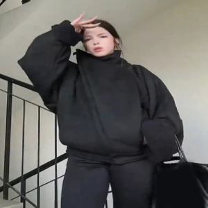 여성용 오버사이즈 랩 스타일, 하이넥, 울 혼방 소재, 크롭 기장의 코트, 넉넉한 핏, 긴 소매, 단색 블랙, 짧은 재킷, 출퇴근룩, 스트리트 패션, 아우터