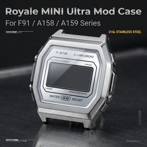 CASIO F-91/A158/A159 시계 케이스용 로얄 울트라 모드 316L 스테인리스 스틸 K1 미네랄 폴리시 브러시 매트 케이스 선레이 다이얼 키트