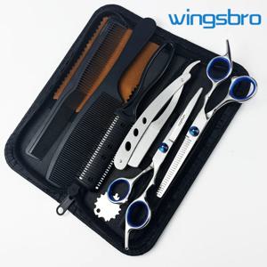 6.0'' 전문가용 헤어 가위 세트 미용 절단 가위, 숱가위, 이발 가위, 바버 면도칼, 스테인리스 스틸