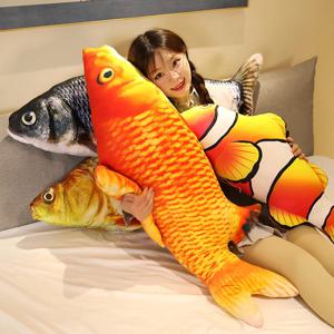 30-80cm 3D 시뮬레이션 금 물고기 플러시 장난감 부드러운 동물 잉어 플러시 베개 크리 에이 티브 소파 베개 쿠션 선물