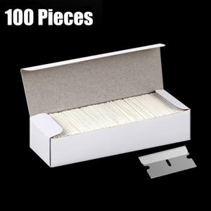 100개입 면도날 스크레이퍼 플라스틱 스크레이퍼 교체용 자동차 스티커 제거기 데칼 창문 유리 청소 스크레이퍼 접착제 제거기