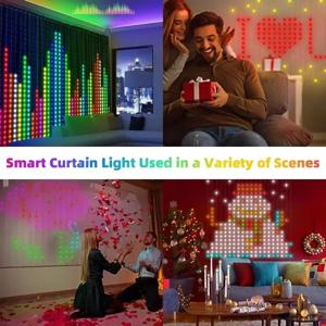 USB 스마트 커튼 조명 블루투스 앱 스트링 RGB DIY 조명 창문 커튼 침실 장식