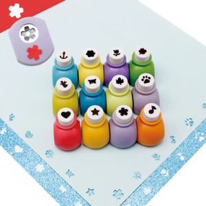12개 미니 단일 구멍 공예 펀치 10mm 어린이 세트 키트 나뭇잎 꽃 하트 별 모양 종이 공예 카드 만들기 스크랩북