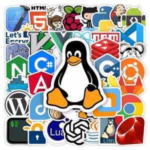 50개 프로그래밍 스티커 개발자 괴짜 해커 JS 도커 HTML 웹 디자인 비닐 데칼 노트북 휴대폰 여행 가방 DIY 데코레이션용
