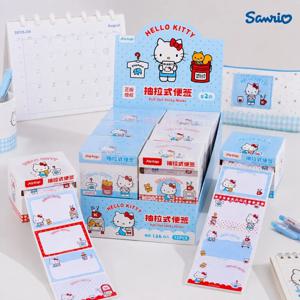 정품 산리오 헬로 키티 스티커 메모지 풀아웃 메모 패드 카와이 자체 접착 메모 용지 플래너 사무실 학교 용품 선물