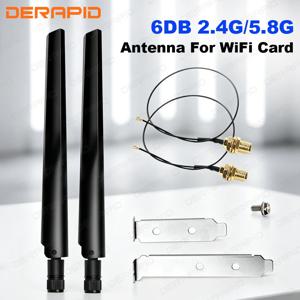 2x6dBi 듀얼 밴드 2.4GHz 5GHz WiFi 안테나 외부 RPSMA MHF4 케이블 (M2 카드 AX200 AX210 BE200 호환) 고이득 장거리 인기 상품