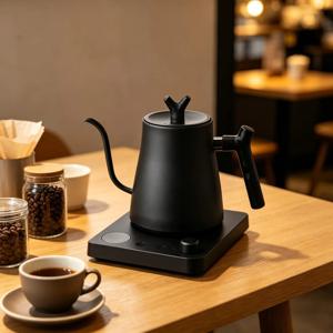 스마트 전기 구스넥 주전자 1L 1000W, 스테인리스 스틸 푸어오버 커피/차, 40-100 ° C 온도 조절, 자동 차단 기능
