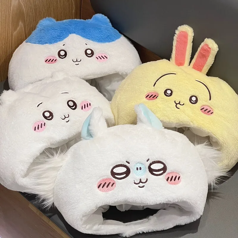 치이카와 귀여운 만화 플러시 모자 하치와레 우사기 따뜻한 모자 코스프레 브이로그 사진 촬영 소품 방풍 모자 생일 선물