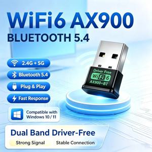 AX900M USB WiFi 6 블루투스 5.4 어댑터 2-in-1 드라이버가 필요 없는 듀얼 밴드 2.4G 5G 무선 네트워크 수신기 플러그 앤 플레이 WiFi 동글
