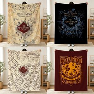 H-HarryS P-PotterS 프린트 플란넬 담요 부드럽고 따뜻하며 아늑한 계절용 낮잠 침대 소파 여행 캠핑 선물 성인 어린이용