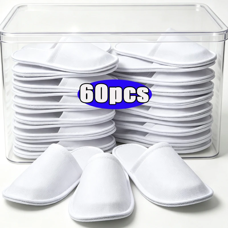 2/30pairs 2026 화이트 호텔 슬리퍼 남녀공용 일회용 슬리퍼 홈 게스트용 미끄럼 방지 욕실 스파 슬리퍼 남성 여성용 신발