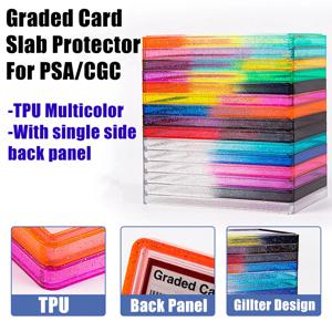 PSA CGC 35PT 등급 카드용 스태커블 슬래브 케이스, 뒷면 패널이 있는 TPU 슬래브 범퍼 보호기, 멀티컬러 글리터, PTCG용