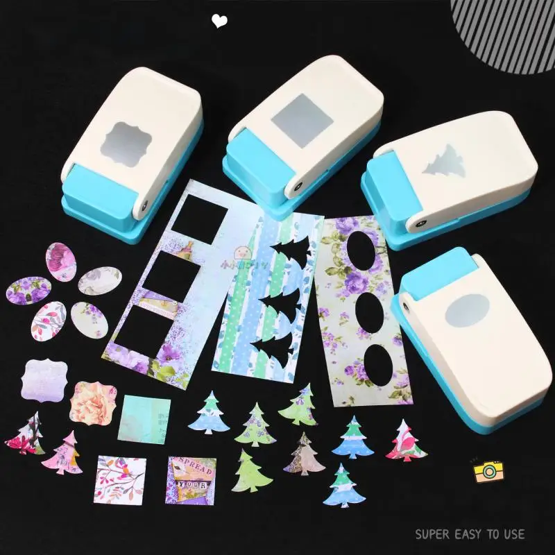 스크랩북, 카드 제작, 일기 쓰기에 사용할 수 있는 DIY 공예용 종이 펀치. 아이와 어른 모두 사용하기 쉬운 누름식 커터로, 크리스마스 트리, 눈꽃, 꽃 모양으로 사용할 수 있습니다.