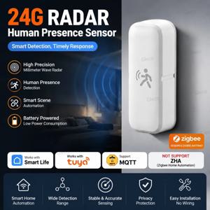 Zigbee 24G MmWave 레이더 존재 모션 센서 스마트 인체 감지기 지원 TUYA Zigbee2MQTT 보안 도난 자동화