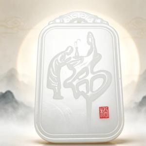 흰색 옥으로 만든 부처님 펜던트, 아프가니스탄산 흰색 옥, 남녀 공용 펜던트
