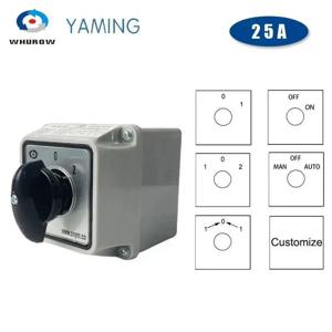 Yaming Electric LW26-25/1M 전환 로터리 캠 기어 스위치 25A 방수 인클로저가 있는 1극 YMW26 LW28