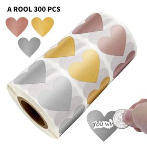 50-300pcs 3 색 스크래치 스티커 하트 모양 레이블 스티커 DIY 수제 게임 스크래치 스티커 라벨 편지지