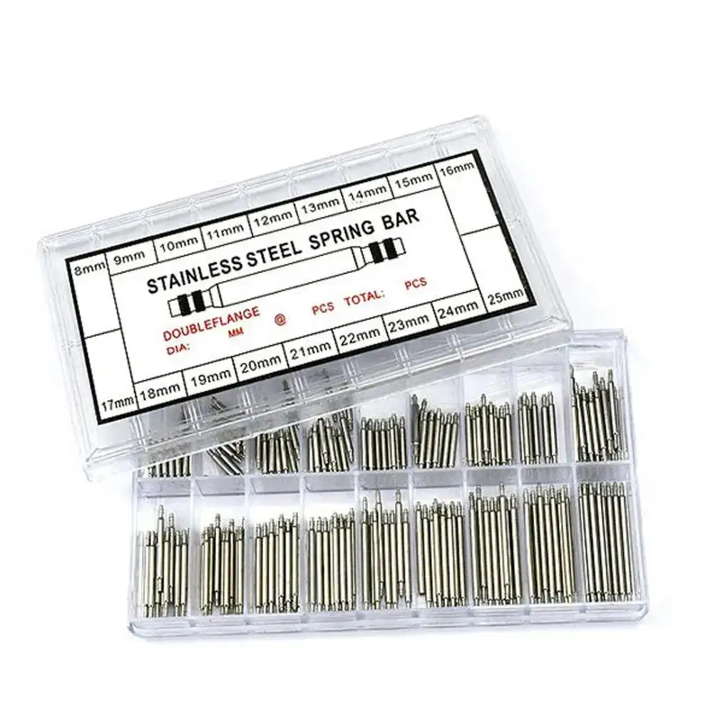 360Pcs 시계 핀 스프링 바 밴드 스트랩 링크 8-25mm 리무버 세트 수리 키트 스테인레스 수리 키트 도구 세트