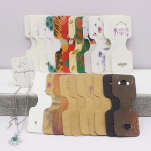 100개, 9x3.5cm 크기의 최신 디자인 인쇄된 주얼리 목걸이, 팔찌, 펜던트 태그, 크라프트지 재질의 접이식 목걸이, 귀걸이 세트 포장 카드