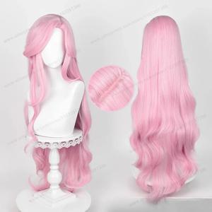 Fluttershy 코스프레 가발 합성 머리 남여 100cm 긴 곱슬 웨이브 핑크 여성 머리카락 애니메이션 내열성 가발