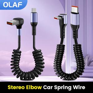 20CM ~ 1M 자동차 스프링 케이블 66W 짧은 고속 충전 와이어 유형 C ~ 유형 C 케이블 iPhone 15 Huawei Xiaomi Samsung USB C 케이블