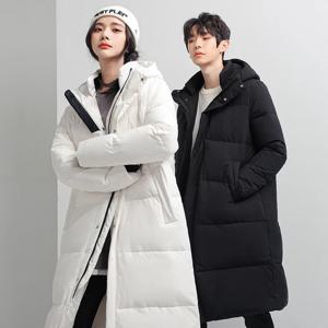 남녀 커플 다운 재킷 트렌드 캐주얼 롱 오버 더 니 후드, 두꺼운 데일리 따뜻한 코트, 2024 겨울 신상