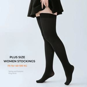 DOIAESKV 플러스 사이즈 여성 스타킹 무릎 위 양말 허벅지 높은 양말 대형 여성 스타킹 긴 양말 여성용 스타킹