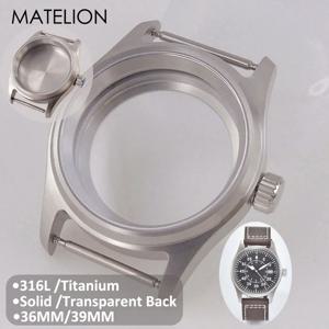 TransparenT 파일럿 시계 케이스 티타늄 316L 스틸 NH34 NH35 NH36 NH38 NH70 PT5000 ETA2824 사파이어 방수 항 알레르기