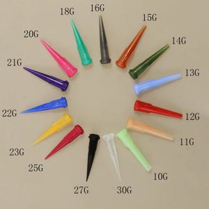 PP 플라스틱 TT 루어 잠금 테이퍼 팁 정밀 액체 주사기 디스펜스 바늘 10G 13G 14G 15G 18G 20G 21G 22G 23G 25G 25G 27G