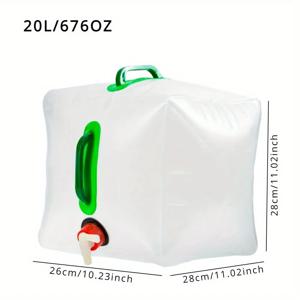 10L/20L 접이식 물주머니 - 누수 방지 탭과 손잡이가 있는 접이식 용기, 캠핑/하이킹/비상용 휴대용 물통