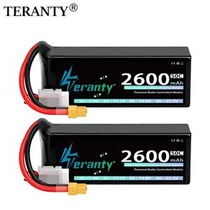2PCS TERANTY 4S Lipo 배터리 14.8V 2600mAh 50C/100C 소프트케이스(T XT60 플러그 포함) 자동차 트럭 버기 헬리콥터 비행기 RC 모델 부품