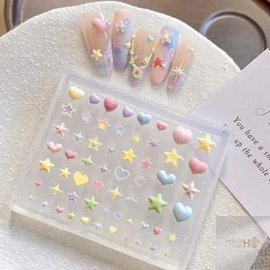 하트 스타 펜타그램 네일 아트를 위한 참신한 3D 실리콘 몰드, 장식용 네일 장신구를 위한 DIY 투명 매니큐어 템플릿