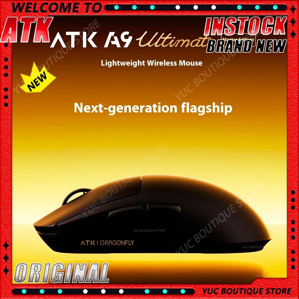 NEW ATK A9 에어 얼티밋 무선 마우스 마스터 에디션 PAW3950UItra 초경량 인체공학적 게임 E-스포츠 커스텀 액세서리
