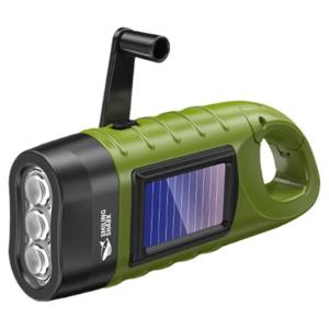 휴대용 LED 손전등 배터리 램프 핸드 크랭킹 및 태양 에너지 충전식 800lm 야외 캠핑 하이킹 비상 조명
