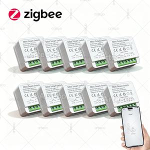 Zigbee 3.0 미니 스마트 스위치 16A 2웨이 컨트롤 릴레이 브레이커 홈 자동화 DIY 모듈 라이트 스위치 게이트웨이 지원 필요 Z2M
