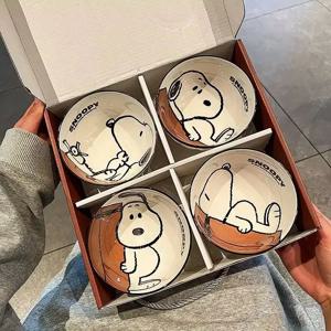 귀여운 스누피 식기 세라믹 그릇 아름답고 고급스러운 그릇 세트 카와이 애니메이션 만화 가정용 식기 세트 어린이 선물