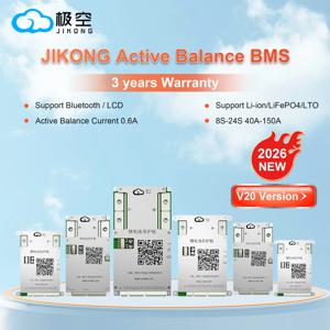 지콩 V20 JK BMS 액티브 밸런스 BMS 8S-24S 24V 48V 60V 72V 40A 60A 80A 100A 120A 150A 스마트 BMS (리튬이온, 리튬인산철, LTO 배터리용)