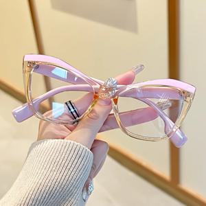 눈 보호 블루라이트 차단 안경 여성 남성 컬러 블로킹 큰 프레임 안경 투명 렌즈 빈티지 컴퓨터용 광학 안경