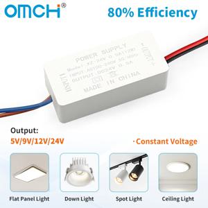 OMCH 정전압 절연 LED 드라이버 5W 6W 7.2W 10W 12W 24W AC100-240V ~ DC5V 9V 12V 24V 0.5/0.3/1/2A 조명 변압기