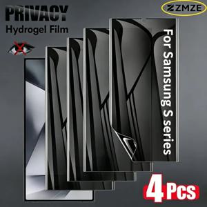 삼성 갤럭시 S26 S25 S24 S23 S21 S22 울트라 플러스 엣지 FE용 프라이버시 하이드로겔 필름 4개, 스크래치 방지, 안티 스파이 기능