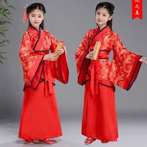 2026 할로윈 중국 민속 무용 새해 의상 소녀를위한 전통 hanfu 어린이 드래곤 드레스 고대 무대 카니발 의상