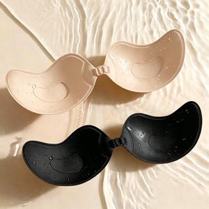 파인투 여성용 투명 누브라 앞후크 망고컵 실리콘 브라 여름용 얇은 셀프 접착 브라 패드