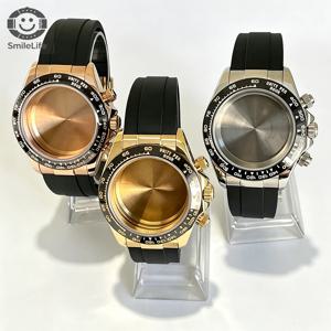 SmileLife 39mm 데이턴 VK63 시계 케이스(블랙 러버 스트랩 포함) 사파이어 글래스 핏 VK63 쿼츠 무브먼트 시계 액세서리