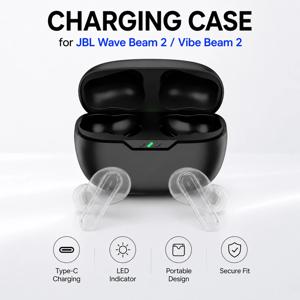 JBL Wave Beam 2 / Vibe Beam 2용 충전 케이스 - 600mAh 블루투스 무선 충전기 박스 교체품, C타입 포트용, 이어버드 제외