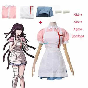 Danganronpa Mikan Tsumiki 애니메이션 코스프레 복장 할로윈 절망 궁극의 간호사 유니폼 메이드 의상 여성용 풀 세트