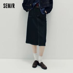 세미르 여성 스커트 데님 슬릿 스트레이트 롱 슬림 레트로 스트리트 스타일 가을 하의 편안한 도시 데일리웨어 2026